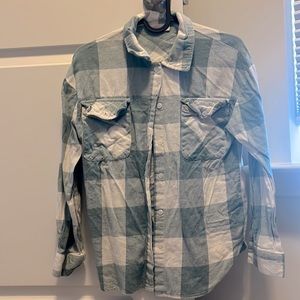 Green flannel button up shirt